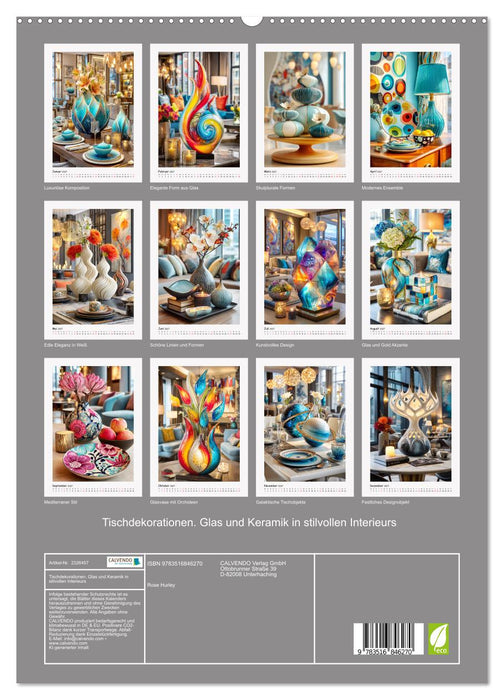 Tischdekorationen. Glas und Keramik in stilvollen Interieurs (CALVENDO Premium Wandkalender 2027)