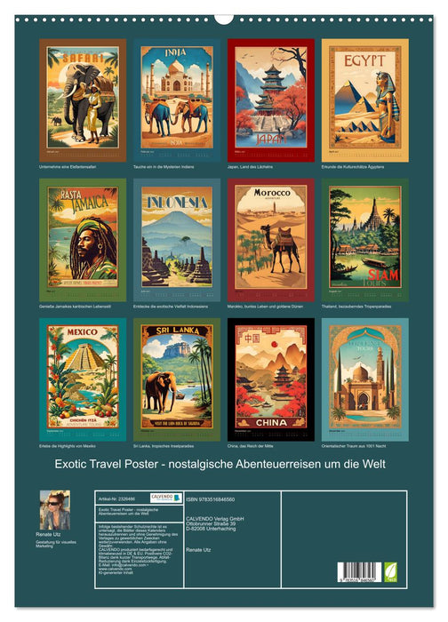 Exotic Travel Poster - nostalgische Abenteuerreisen um die Welt (CALVENDO Wandkalender 2027)