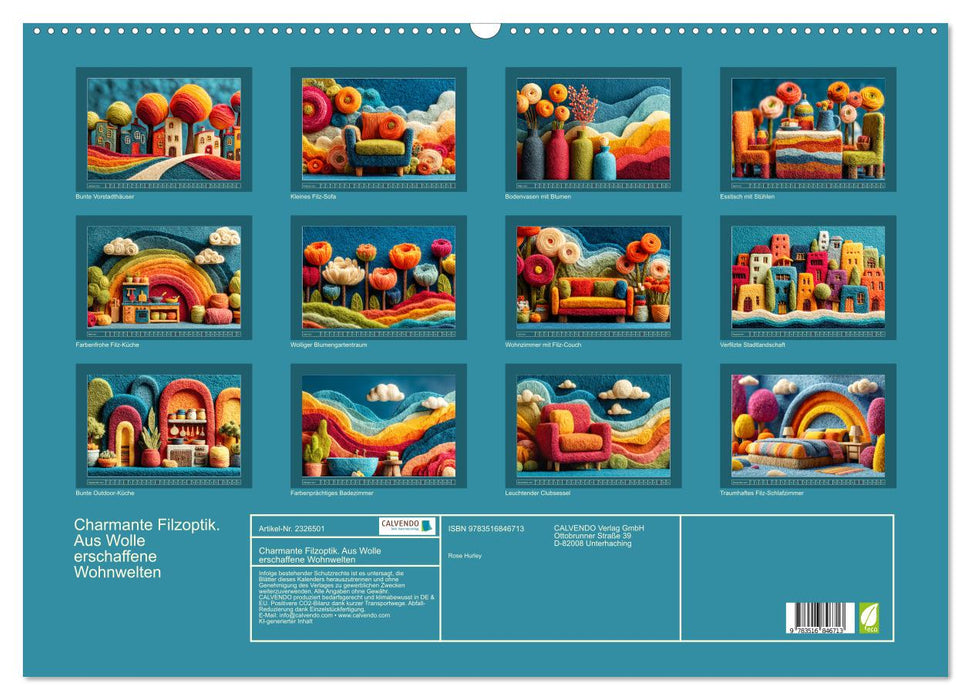 Charmante Filzoptik. Aus Wolle erschaffene Wohnwelten (CALVENDO Wandkalender 2027)