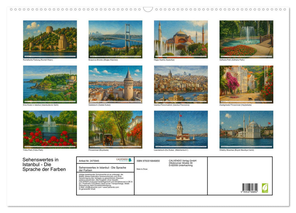 Sehenswertes in Istanbul - Die Sprache der Farben (CALVENDO Wandkalender 2027)