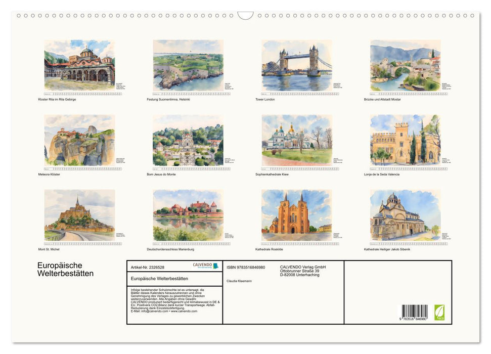 Europäische Welterbestätten (CALVENDO Wandkalender 2027)