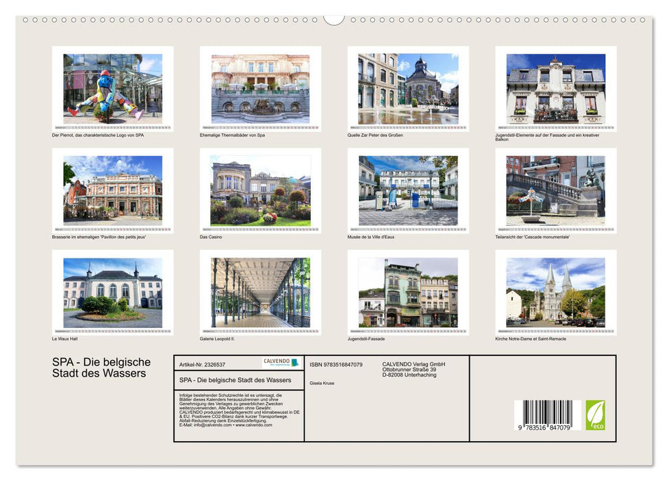 SPA - Die belgische Stadt des Wassers (CALVENDO Premium Wandkalender 2027)