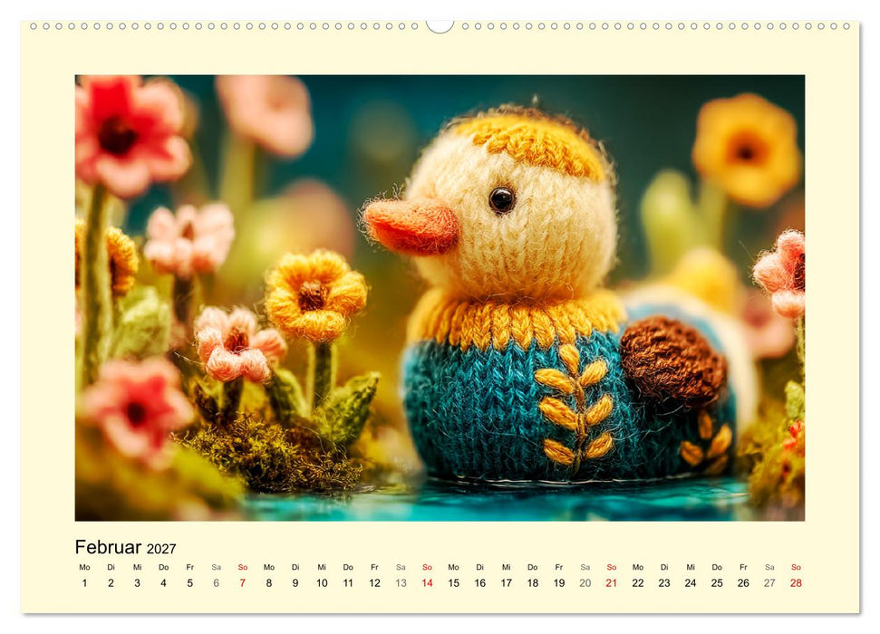 Flauschiger Bauernhof. Gestrickte Tierchen für Herz und Seele (CALVENDO Wandkalender 2027)