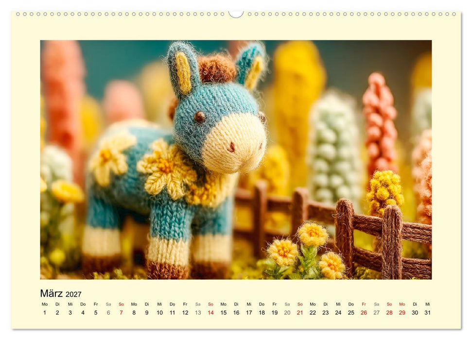 Flauschiger Bauernhof. Gestrickte Tierchen für Herz und Seele (CALVENDO Wandkalender 2027)