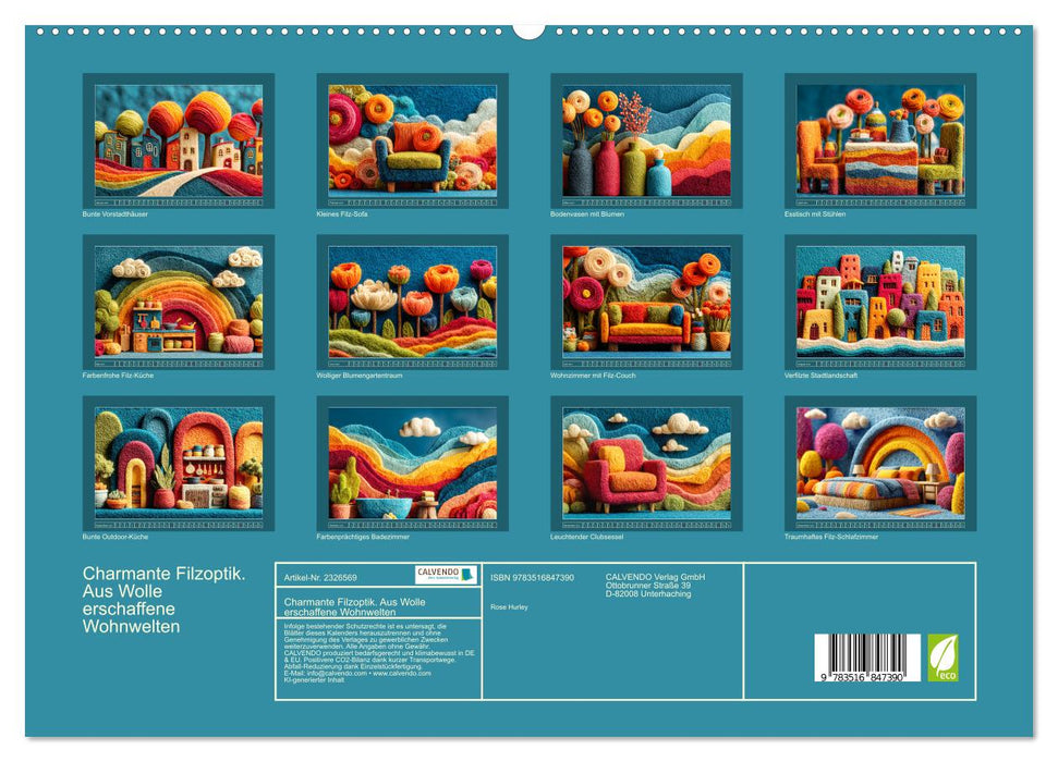 Charmante Filzoptik. Aus Wolle erschaffene Wohnwelten (CALVENDO Premium Wandkalender 2027)