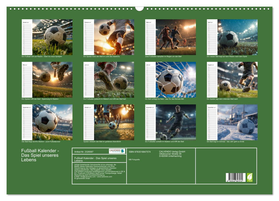 Fußball Kalender - Das Spiel unseres Lebens (CALVENDO Wandkalender 2027)