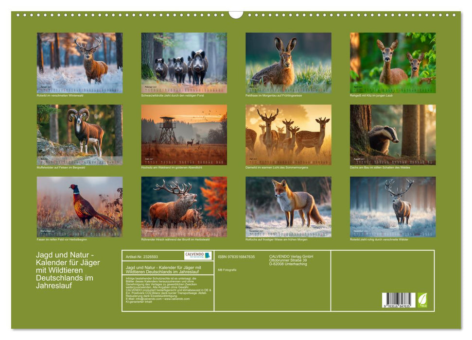 Jagd und Natur - Kalender für Jäger mit Wildtieren Deutschlands im Jahreslauf (CALVENDO Wandkalender 2027)