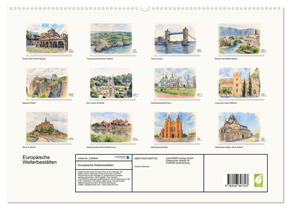 Europäische Welterbestätten (CALVENDO Premium Wandkalender 2027)