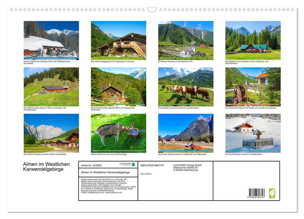 Almen im Westlichen Karwendelgebirge (CALVENDO Wandkalender 2027)