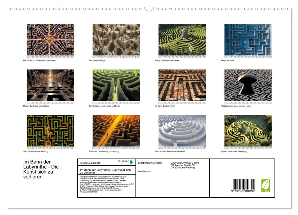 Im Bann der Labyrinthe - Die Kunst sich zu verlieren (CALVENDO Premium Wandkalender 2027)
