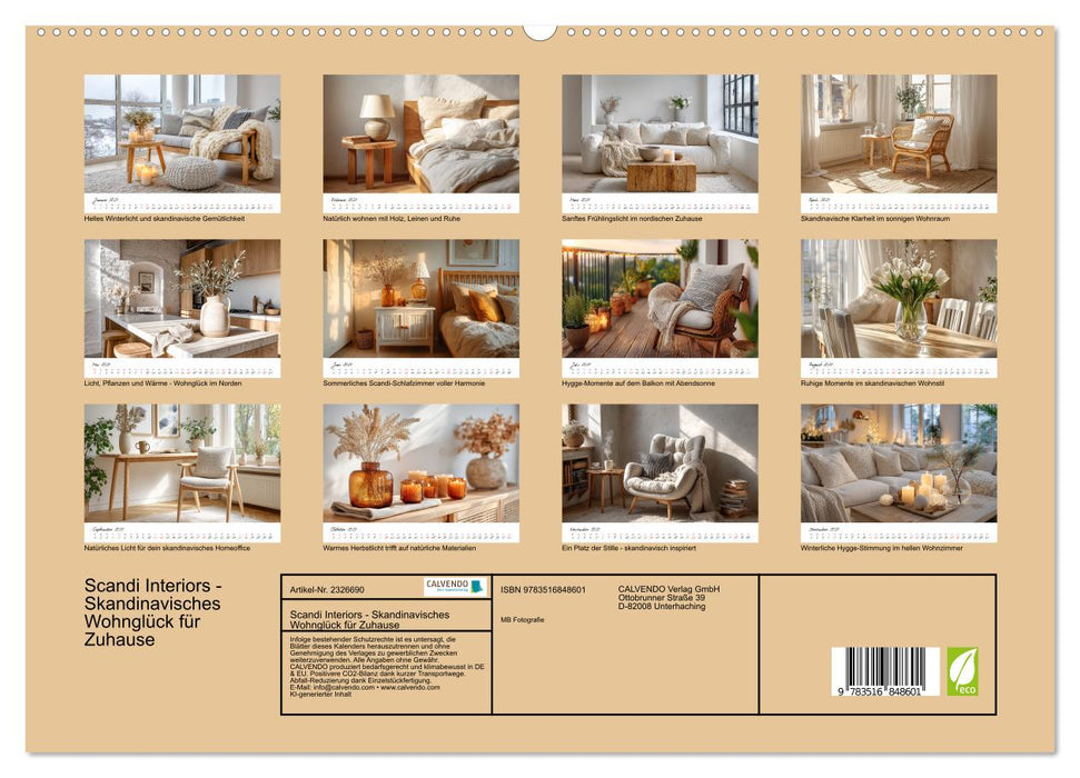 Scandi Interiors - Skandinavisches Wohnglück für Zuhause (CALVENDO Premium Wandkalender 2027)