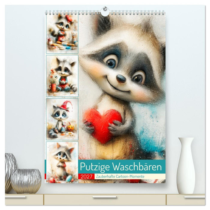 Putzige Waschbären. Zauberhafte Cartoon-Momente (CALVENDO Premium Wandkalender 2027)