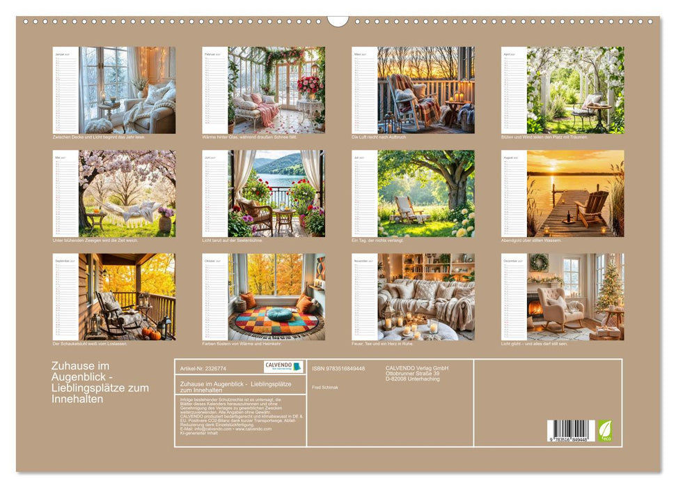 Zuhause im Augenblick - Lieblingsplätze zum Innehalten (CALVENDO Wandkalender 2027)