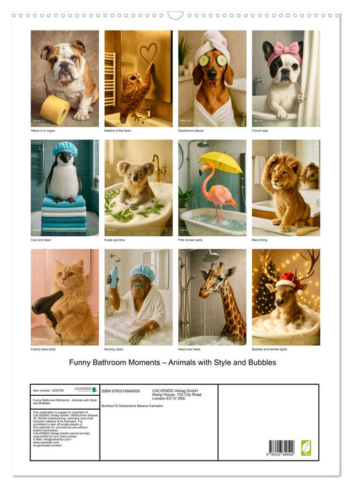 Funny Bathroom Moments – Animals with Style and Bubbles (CALVENDO Monthly Calendar 2027)