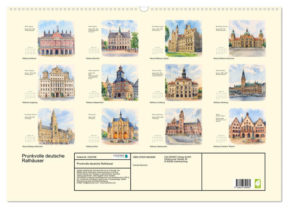 Prunkvolle deutsche Rathäuser (CALVENDO Wandkalender 2027)