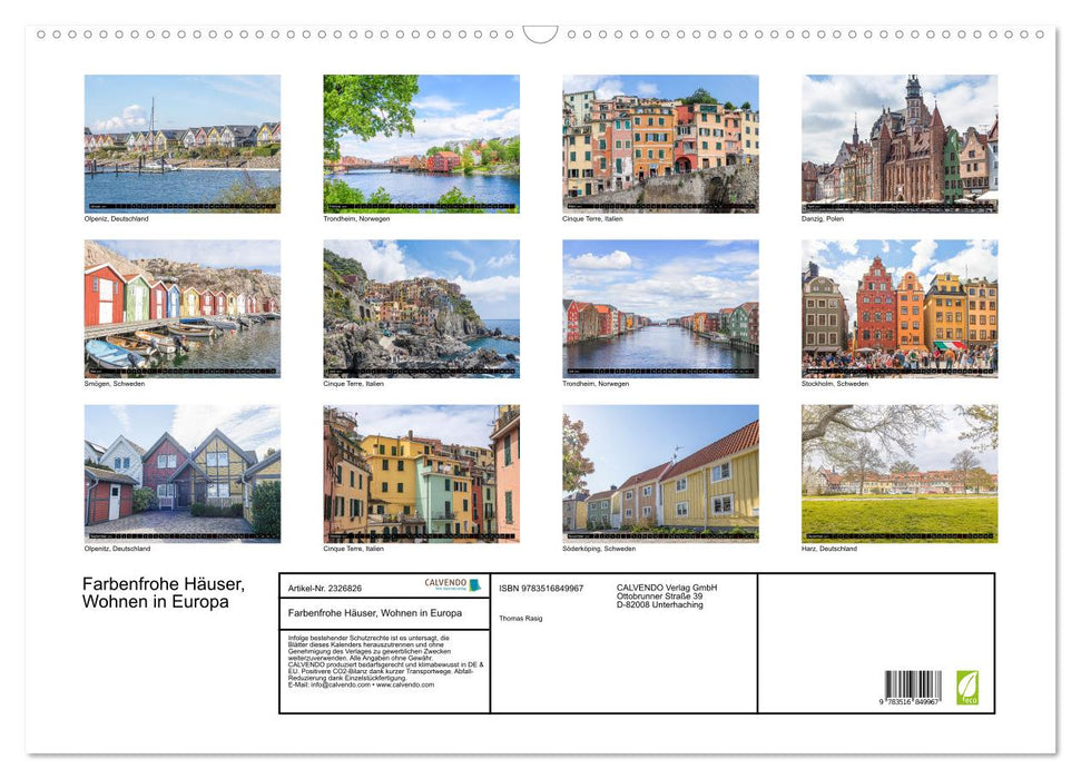 Farbenfrohe Häuser, Wohnen in Europa (CALVENDO Wandkalender 2027)