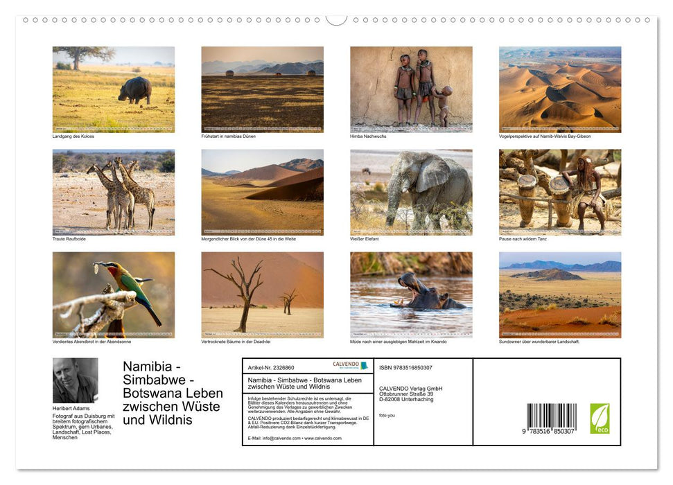 Namibia - Simbabwe - Botswana Leben zwischen Wüste und Wildnis (CALVENDO Premium Wandkalender 2027)