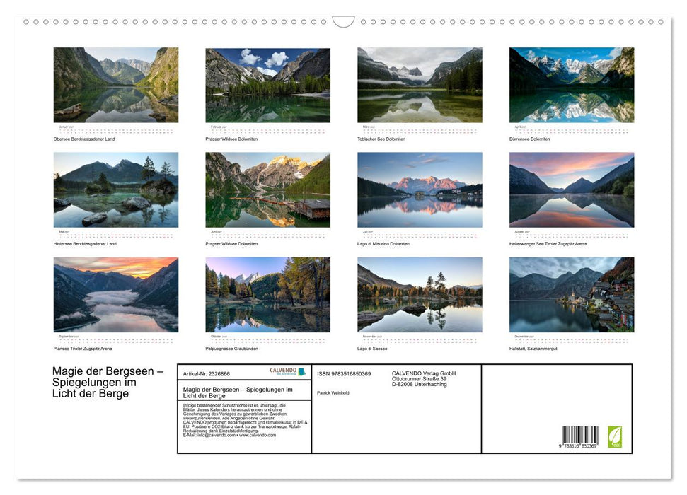 Magie der Bergseen – Spiegelungen im Licht der Berge (CALVENDO Wandkalender 2027)