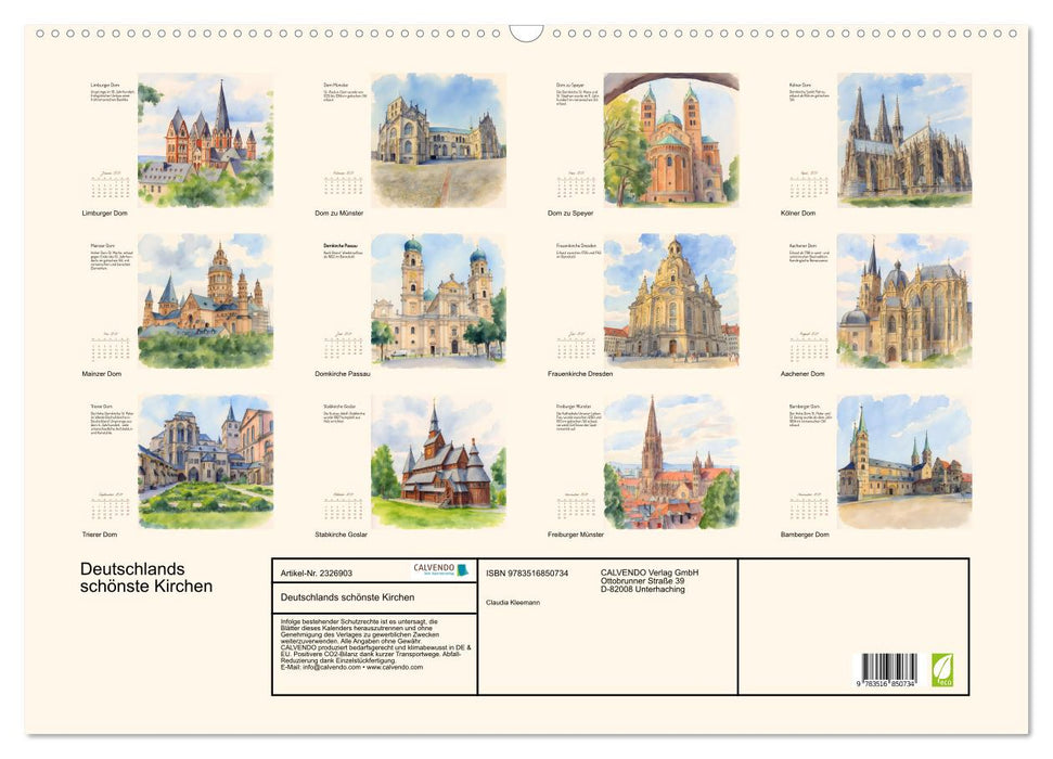 Deutschlands schönste Kirchen (CALVENDO Wandkalender 2027)