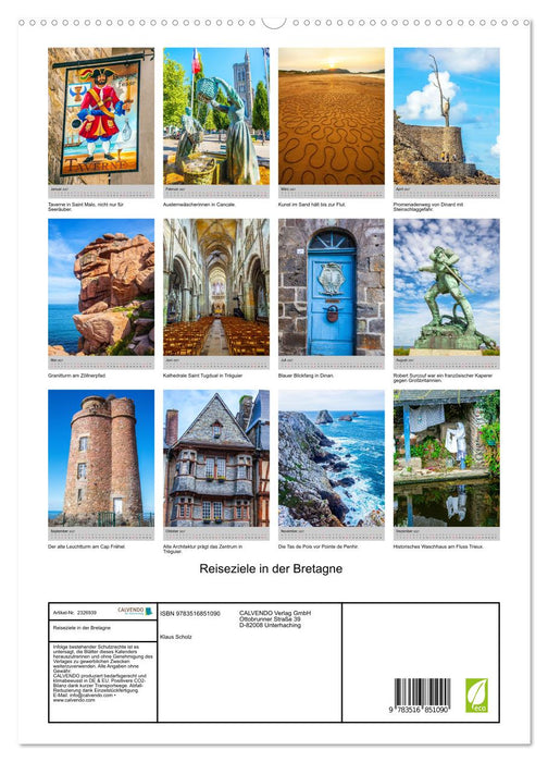 Reiseziele in der Bretagne (CALVENDO Premium Wandkalender 2027)