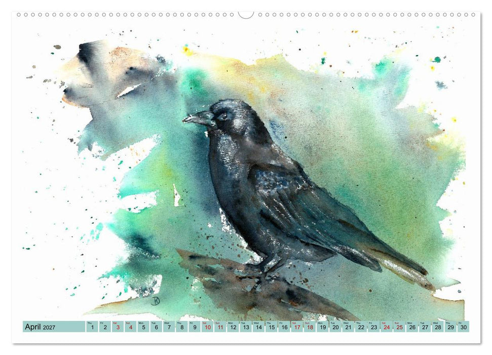 The Fascinating World of Birds in Watercolour (CALVENDO Monthly Calendar 2027)