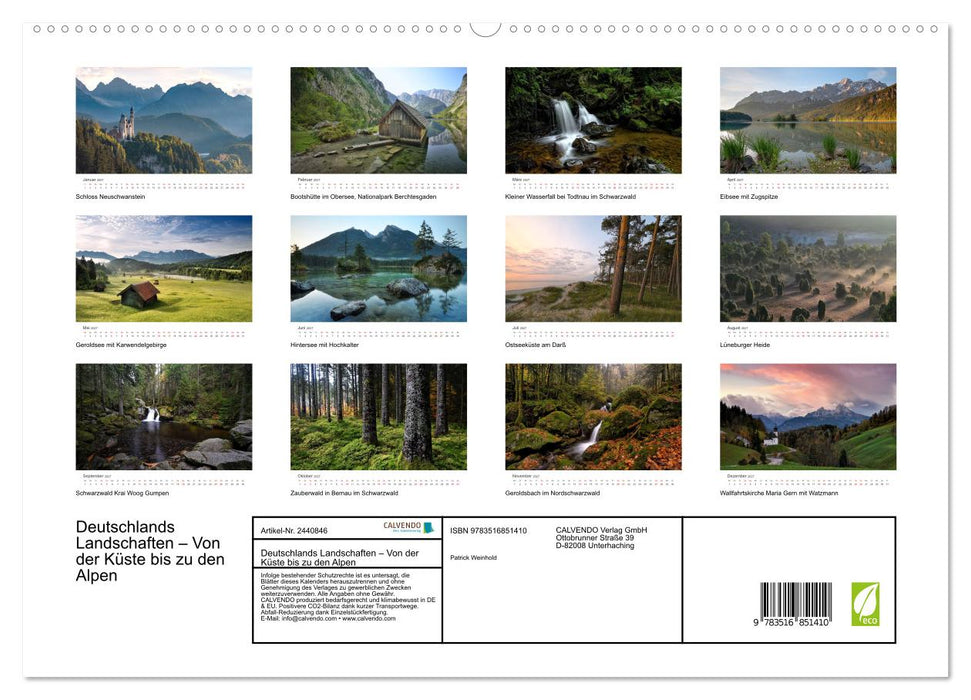 Deutschlands Landschaften – Von der Küste bis zu den Alpen (CALVENDO Premium Wandkalender 2027)