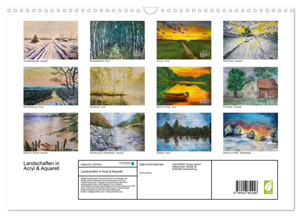 Landschaften in Acryl & Aquarell (CALVENDO Wandkalender 2027)