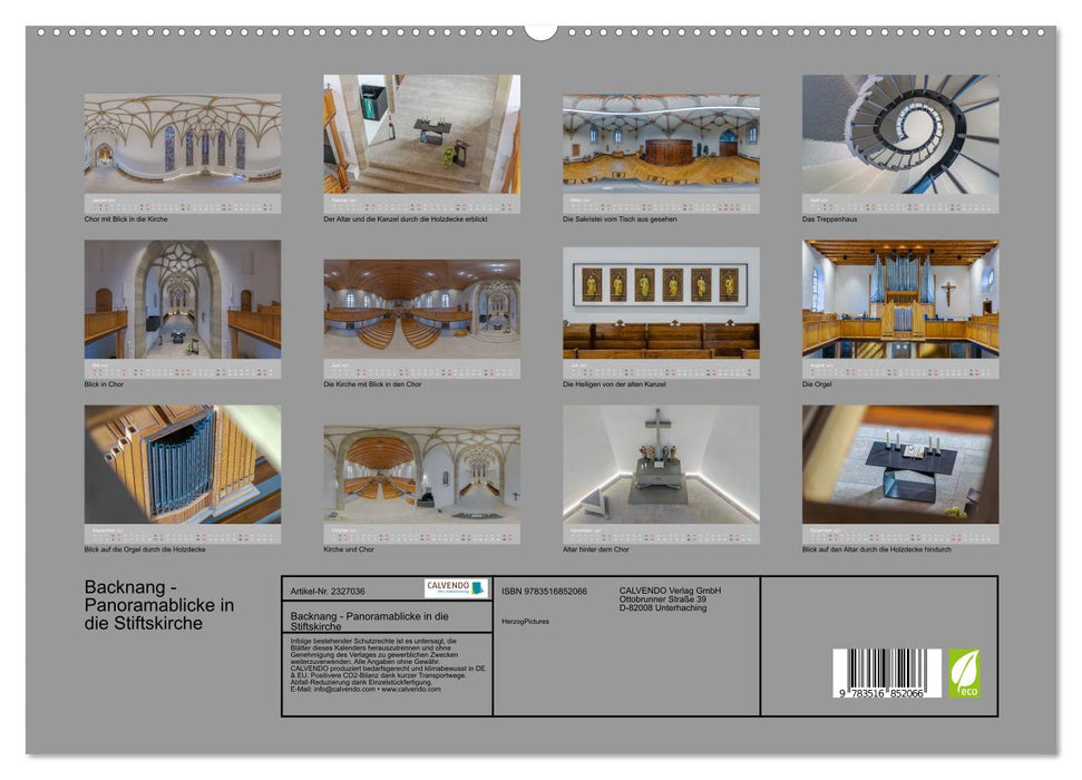 Backnang - Panoramablicke in die Stiftskirche (CALVENDO Premium Wandkalender 2027)