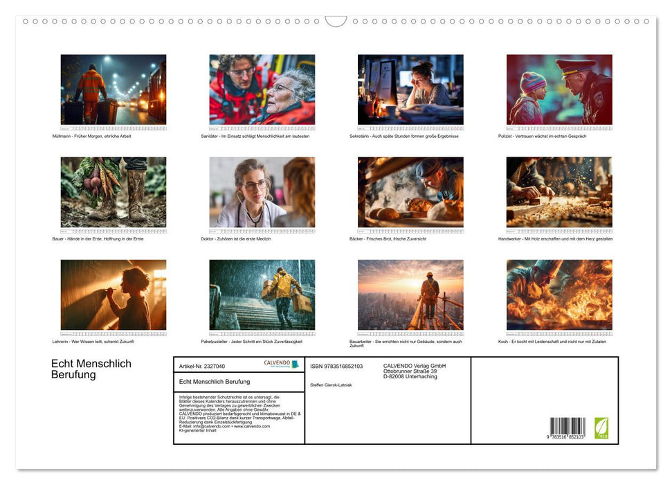 Echt Menschlich Berufung (CALVENDO Wandkalender 2027)