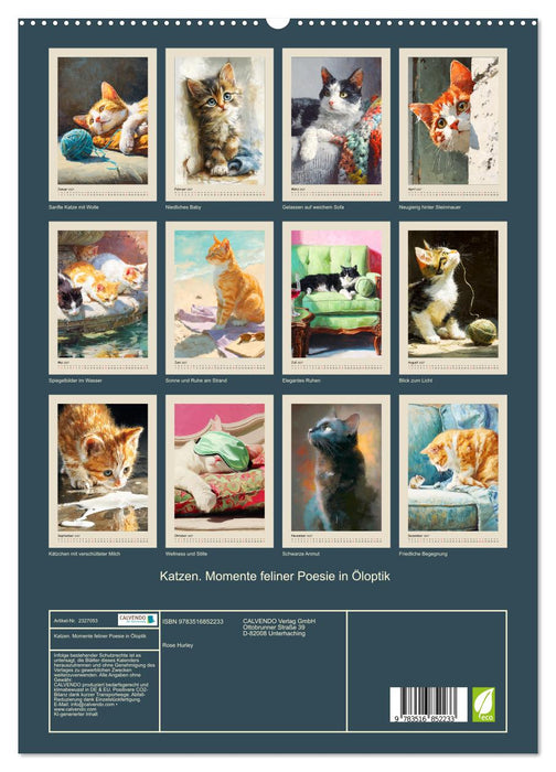 Katzen. Momente feliner Poesie in Öloptik (CALVENDO Premium Wandkalender 2027)