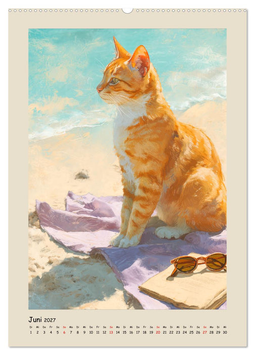 Katzen. Momente feliner Poesie in Öloptik (CALVENDO Premium Wandkalender 2027)