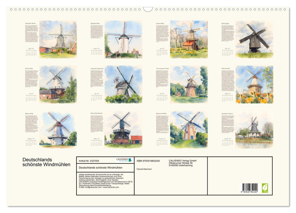Deutschlands schönste Windmühlen (CALVENDO Wandkalender 2027)
