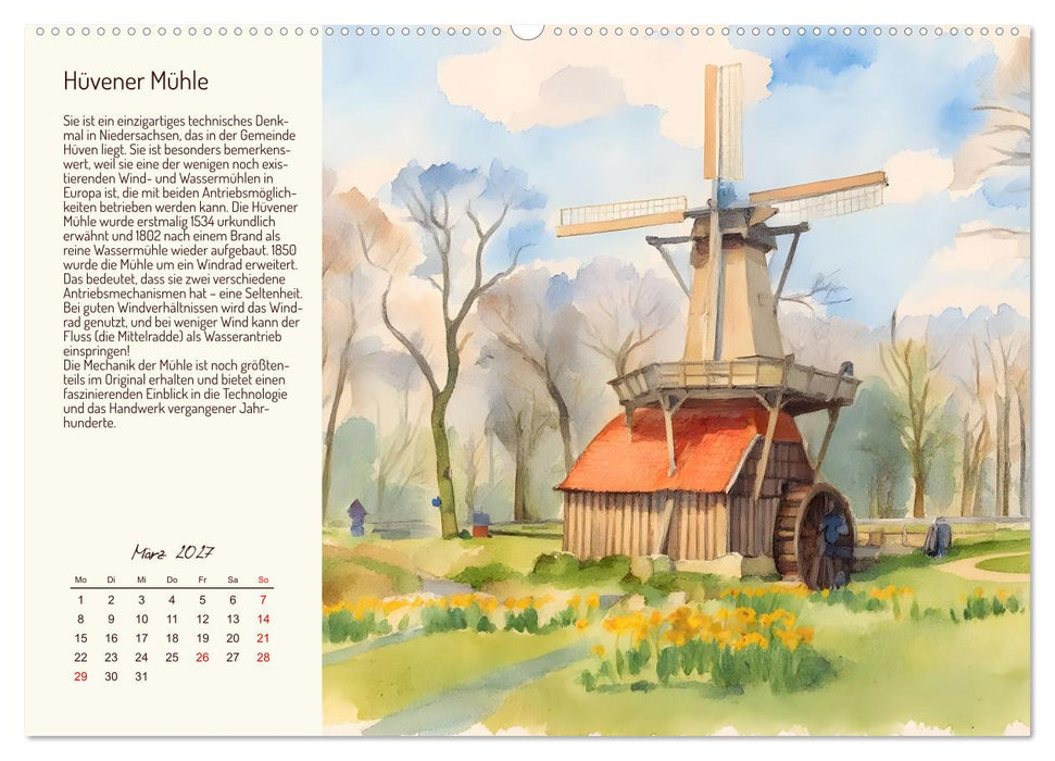 Deutschlands schönste Windmühlen (CALVENDO Premium Wandkalender 2027)