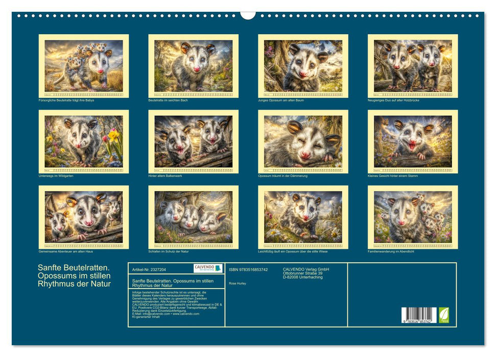 Sanfte Beutelratten. Opossums im stillen Rhythmus der Natur (CALVENDO Wandkalender 2027)