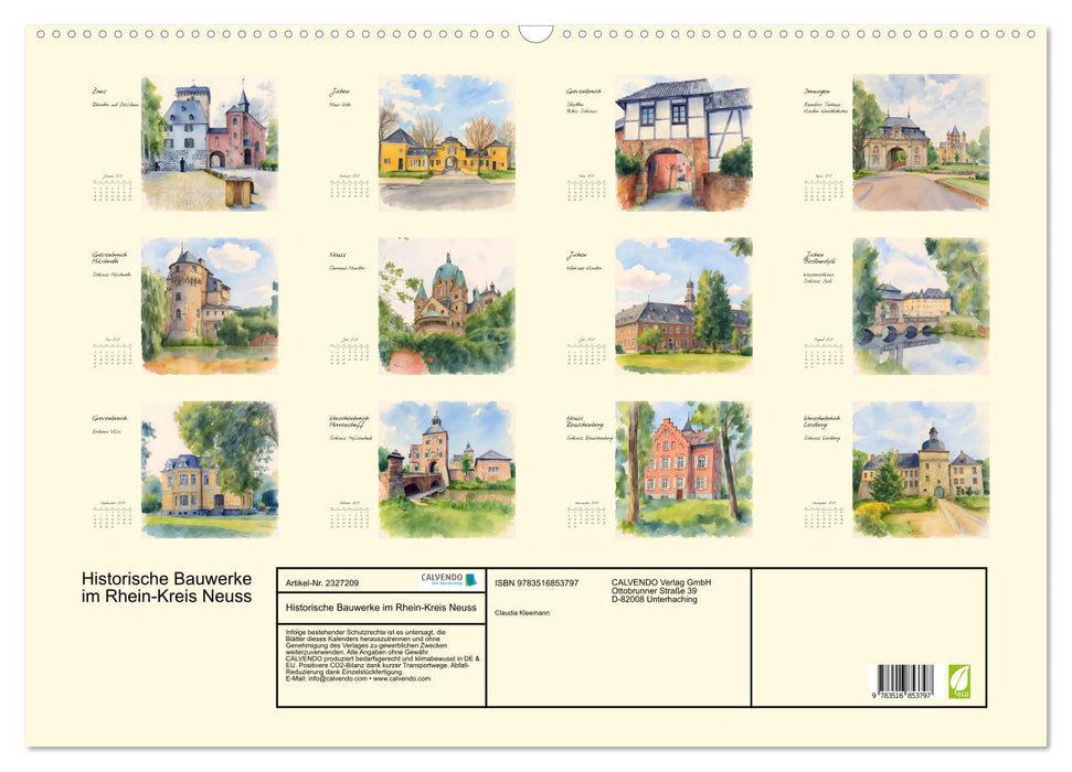 Historische Bauwerke im Rhein-Kreis Neuss (CALVENDO Wandkalender 2027)