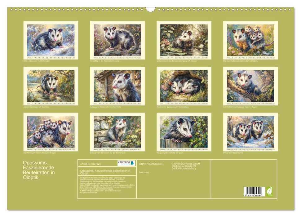 Opossums. Faszinierende Beutelratten in Öloptik (CALVENDO Wandkalender 2027)
