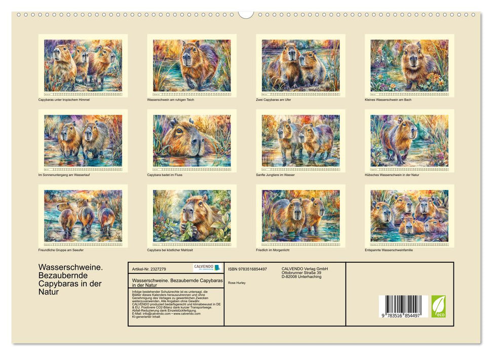 Wasserschweine. Bezaubernde Capybaras in der Natur (CALVENDO Premium Wandkalender 2027)
