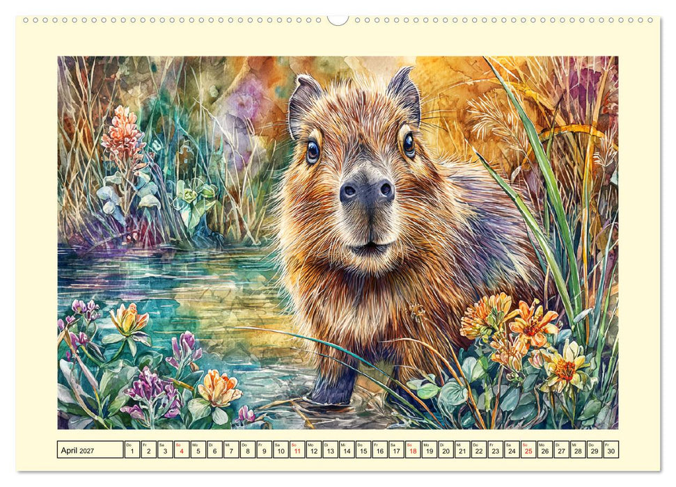 Wasserschweine. Bezaubernde Capybaras in der Natur (CALVENDO Premium Wandkalender 2027)