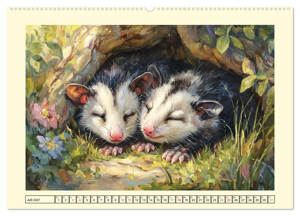 Opossums. Faszinierende Beutelratten in Öloptik (CALVENDO Premium Wandkalender 2027)