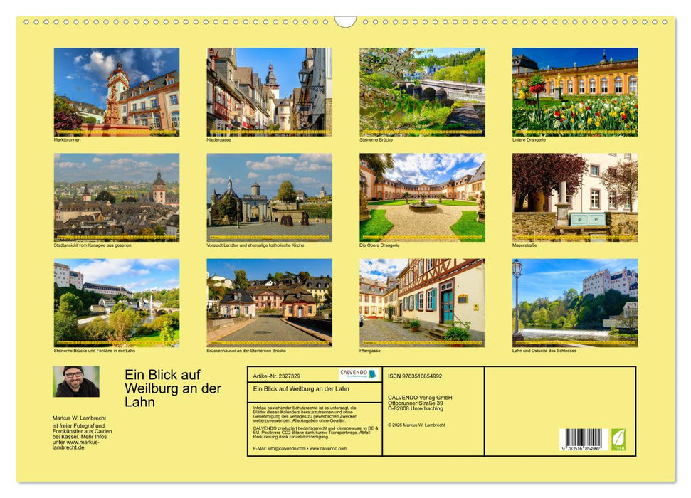 Ein Blick auf Weilburg an der Lahn (CALVENDO Wandkalender 2027)