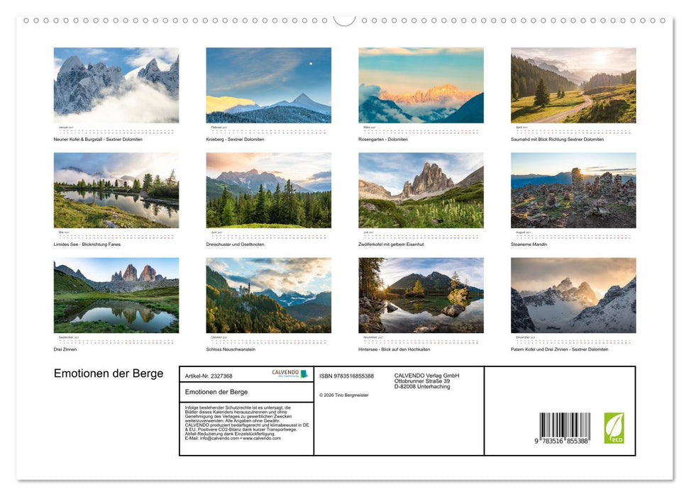 Emotionen der Berge (CALVENDO Premium Wandkalender 2027)