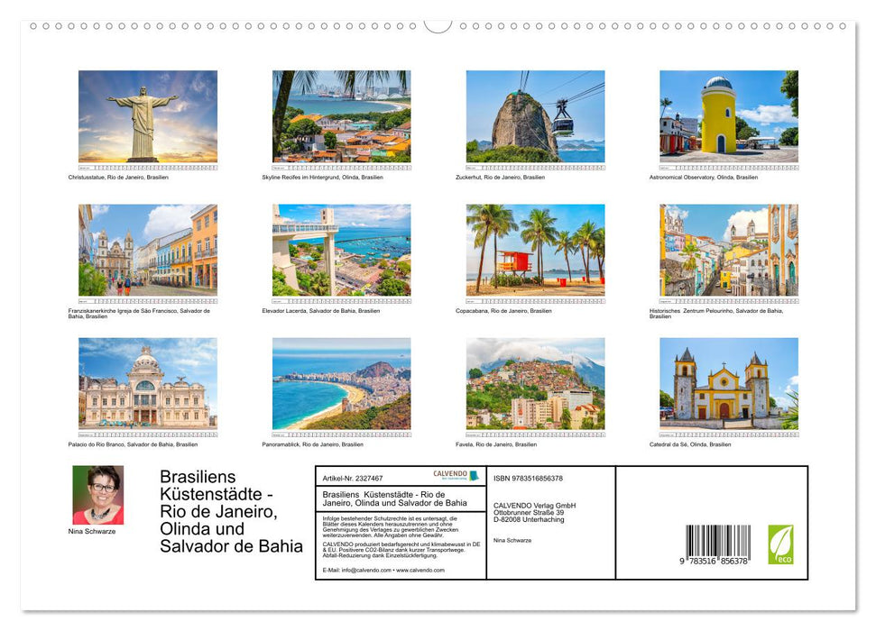 Brasiliens Küstenstädte - Rio de Janeiro, Olinda und Salvador de Bahia (CALVENDO Premium Wandkalender 2027)