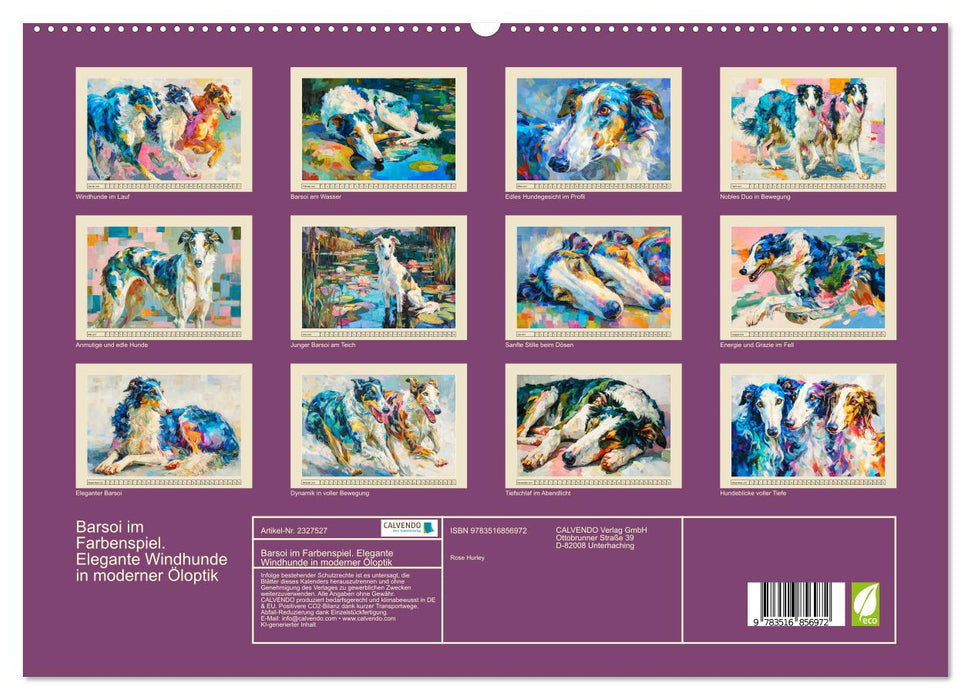 Barsoi im Farbenspiel. Elegante Windhunde in moderner Öloptik (CALVENDO Premium Wandkalender 2027)