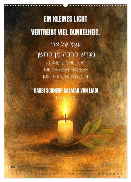 Weisheit, Licht und Leben – Jüdische Inspiration durchs Jahr (CALVENDO Premium Wandkalender 2027)