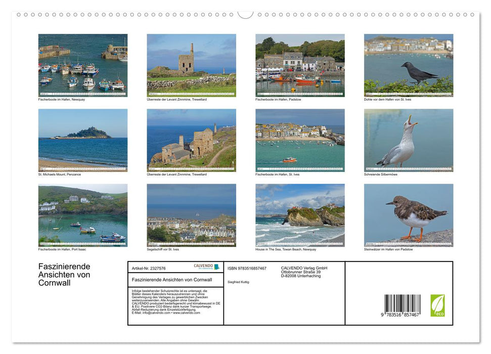 Faszinierende Ansichten von Cornwall (CALVENDO Premium Wandkalender 2027)