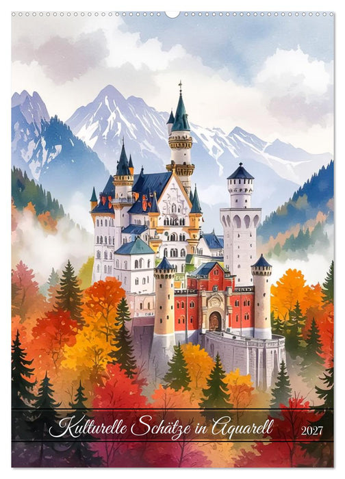 Kulturelle Schätze in Aquarell (CALVENDO Wandkalender 2027)