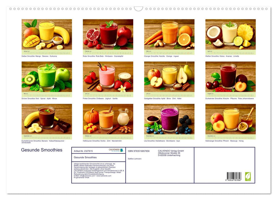 Gesunde Smoothies (CALVENDO Wandkalender 2027)