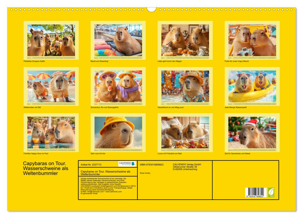 Capybaras on Tour. Wasserschweine als Weltenbummler (CALVENDO Wandkalender 2027)