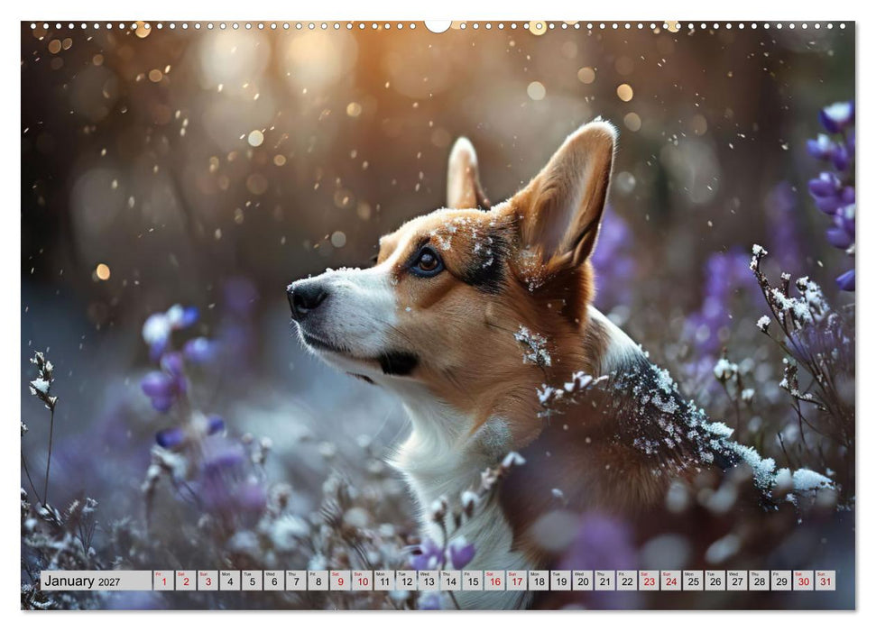Corgis in Bloom (CALVENDO Premium-Calendar 2027)