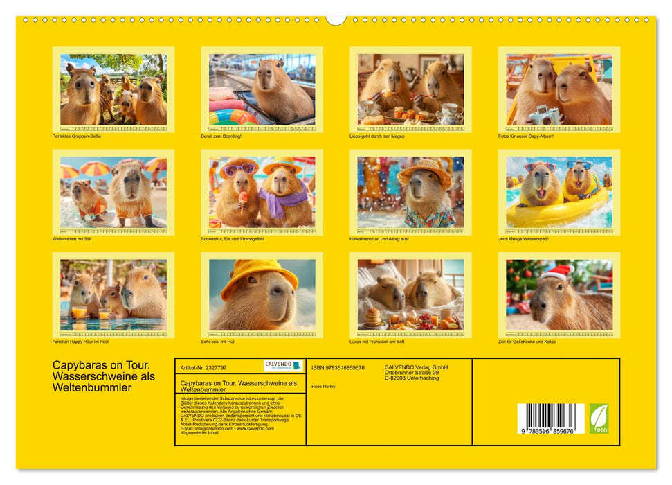 Capybaras on Tour. Wasserschweine als Weltenbummler (CALVENDO Premium Wandkalender 2027)